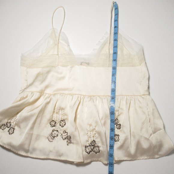 Anthropologie Let Me Be Beaded Lace Trim Silky Cami Ivory - Small - Picture 10 of 15